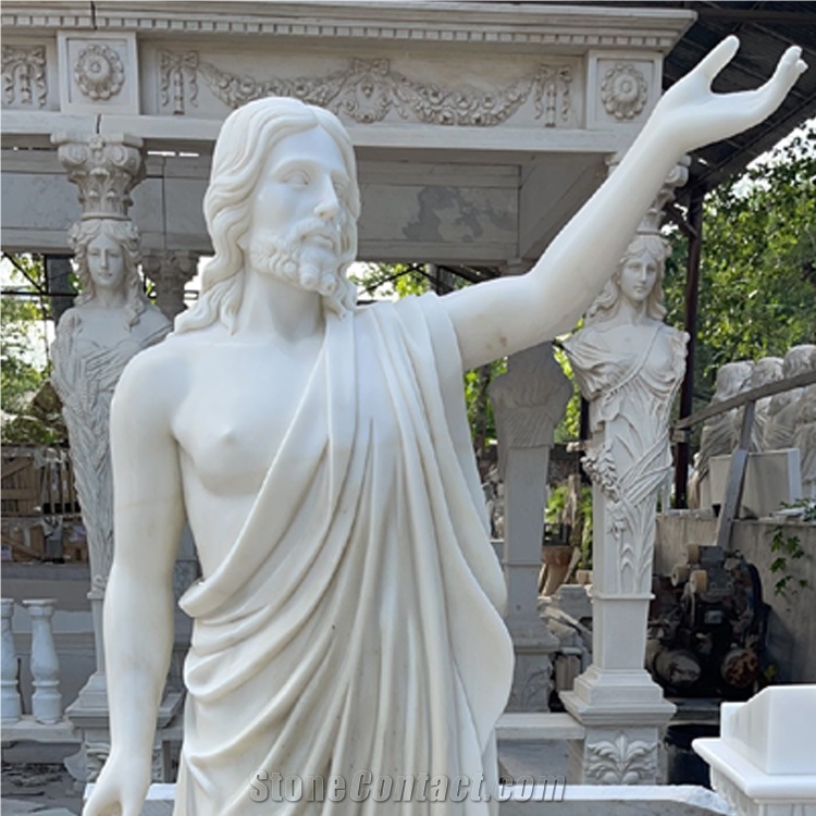 Pure White Marble Human Jesus Statue On Sale