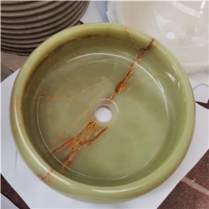 Round Green Onyx Wash Basins & Bathroom Sinks