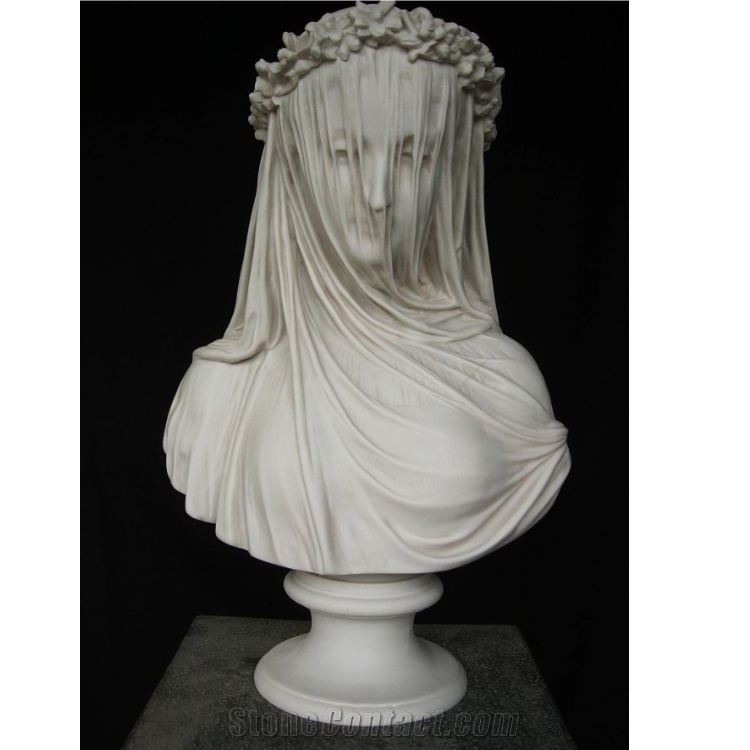 veiled lady White marble  Statue Virgin Lady Sculpture