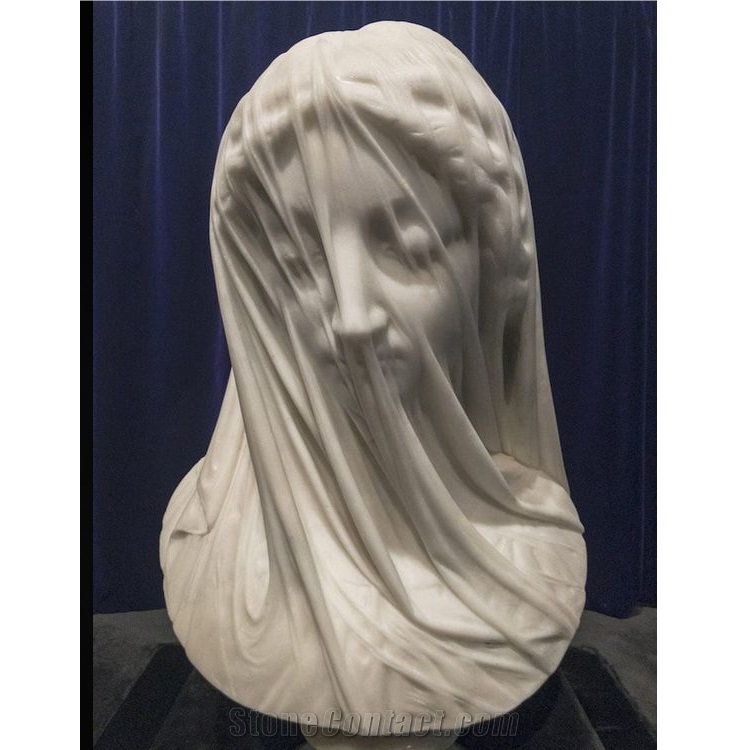 veiled lady White marble  Statue Virgin Lady Sculpture