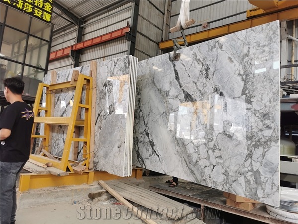 Florence Grey Statuario Marble Slab For Hotel Project
