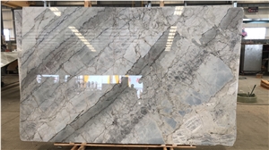 Silver Grey Statuario Marble Slab For Glossy Floor Tile