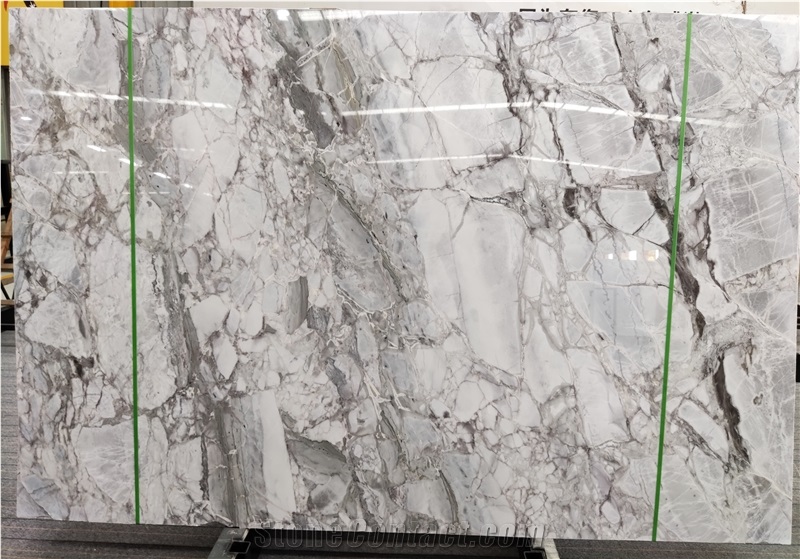 Silver Grey Statuario Marble Slab For Glossy Floor Tile