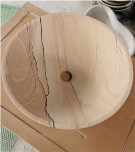 Teakwood Marble Sandstone Round Wash Basin Sink