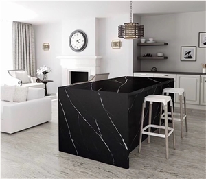 Artificial Nero Marquina Quartz Calaccata Black marble tops