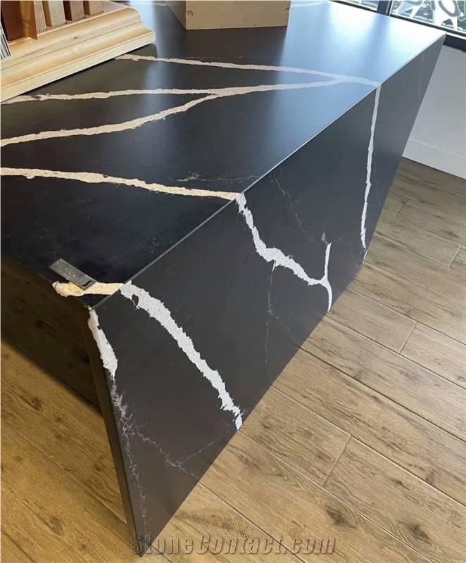 Artificial Nero Marquina Quartz Calaccata Black marble tops 