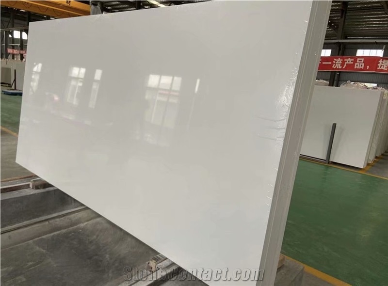 Engineered White Quartz Pure White Slabs Tiles Polished