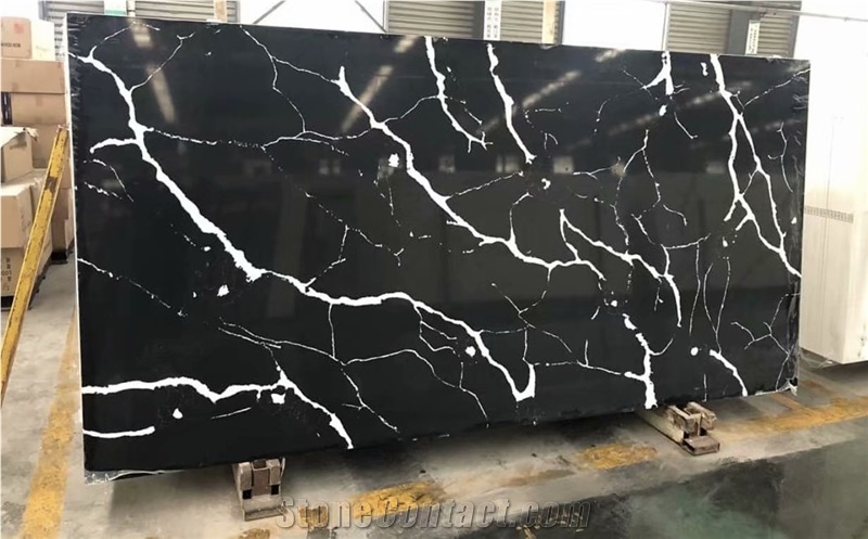 Nero Marquina Marble black Nano Crystallized Glass Slab