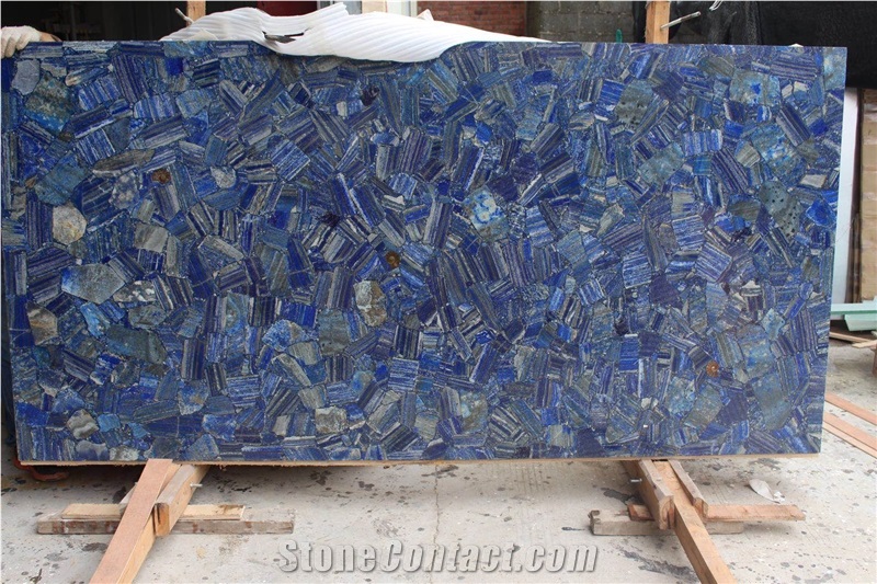 Semiprecious Stone Blue Sodalite Slabs Luxury Wall Panels