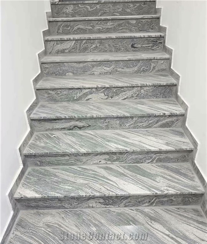 China Juparana Grey Granite Tile Waves Black Granite stairs 