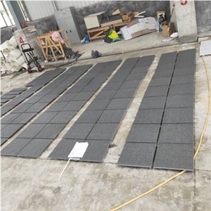 Custom Size Price Black Galaxy Granite flamed Floor Tiles