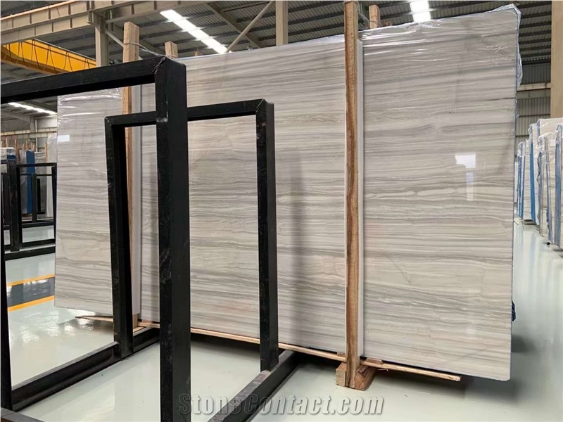 Greece White Wooden Marble Slabs Walling and Flooring Tiles