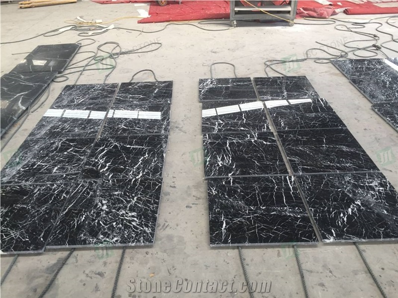 Nero Marquina Black Marble With White Veins Flooring Tiles
