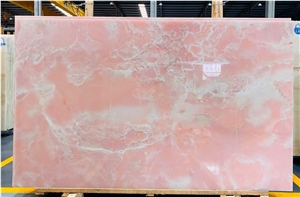 New Color Pink Onyx Wall Cladding Bookmatched Slabs