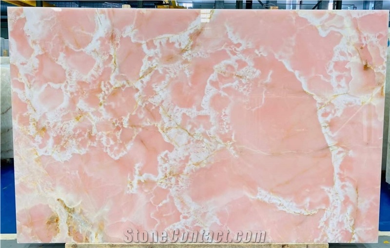 New Color Pink Onyx Wall Cladding Bookmatched Slabs 