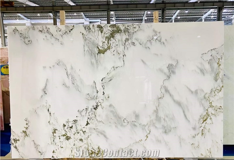 New Design China Landscape Painting White Marble Panels