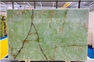 Polished Green Onyx Wall Cladding Bookmatched Slabs
