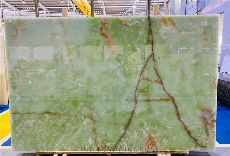Polished Green Onyx Wall Cladding Bookmatched Slabs