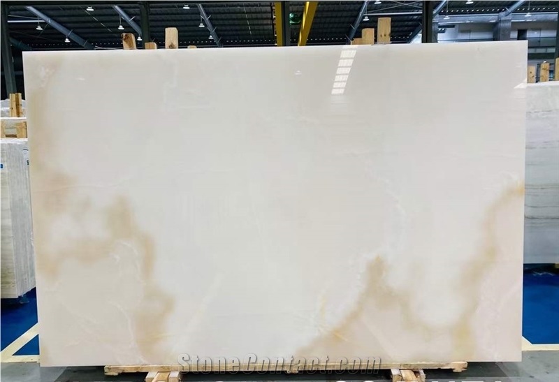 Polished Snow White Onyx Stone Bookmatched Wall Panels