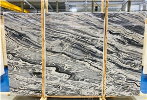 Silk Road Marble Polished Slab Bookmatched Wall Panels