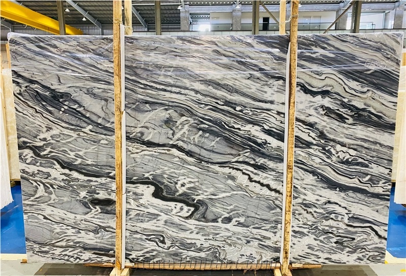 Silk Road Marble Polished Slab Bookmatched Wall Panels