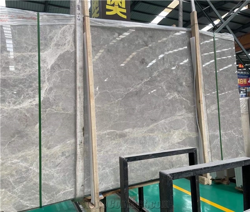 Grey Marble Slabs for Wall Pattern Bookmatched