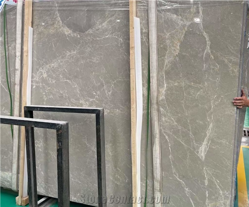 Grey Marble Slabs for Wall Pattern Bookmatched