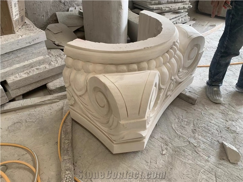 Natural Stone Column Saudi beige limestone pillar 