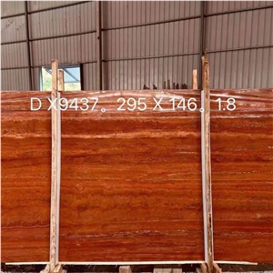 Polished Filled Red Veins Travertine for Interior Design