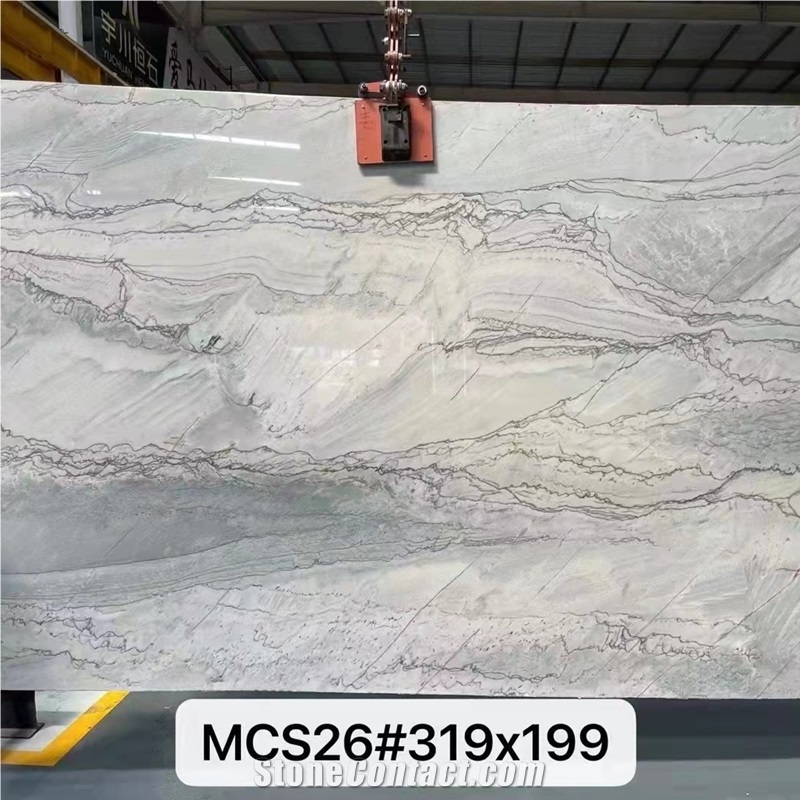 White Macaubas Calacatta Quartzite Wall Floor Slab