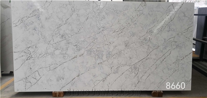 New Design Of Marble Look Grey Color Quartz Slabs