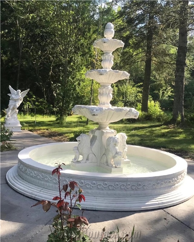  White Marble Carving Water Fountain