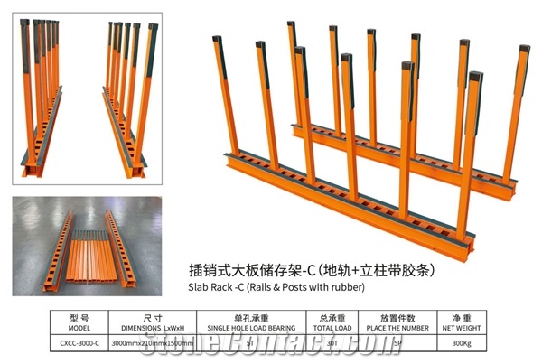 Slab Rack For Countertop(Rails & Posts with rubber) Model C