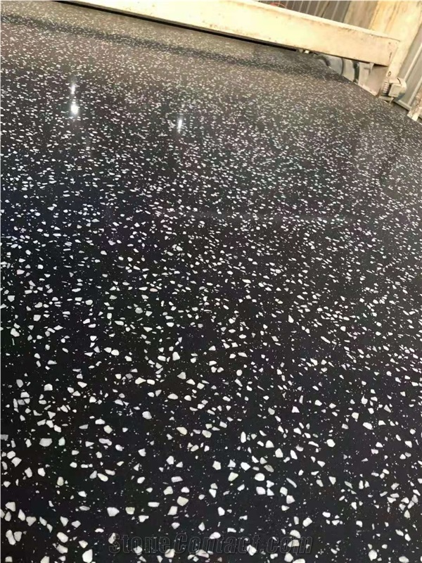Black color terrazzo slab floor tile