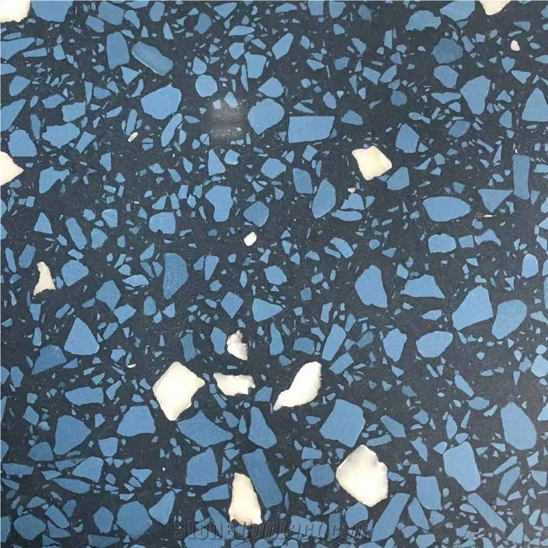 Blue color terrazzo cement floor tile