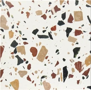 Multicolor terrazzo pattern floor tile