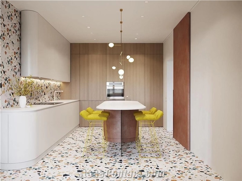 Multicolor terrazzo pattern floor tile