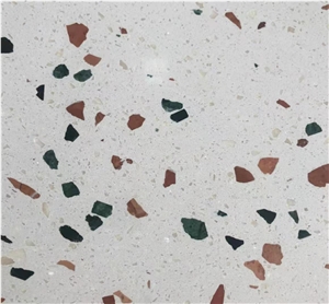 White Terrazzo stone bathroom slab tile