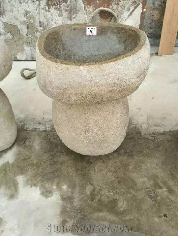 Yellow River Stone Pedestal Sink