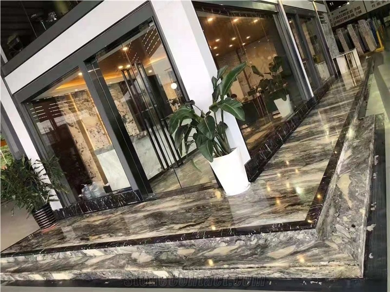 China luxury Blue Marble Polished Stone Steps & Stair Treads
