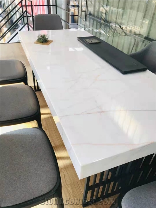 China Red Line White Jade Marble Polished Countertops