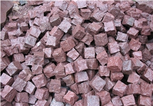 China Red Rhyolite Split Cube Stone Pavers
