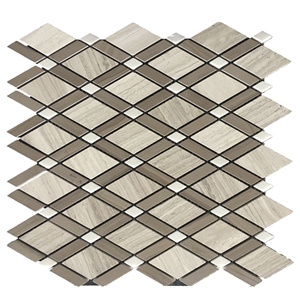 Wooden White Marble Mosaic Tiles backsplash hexagon Tiles