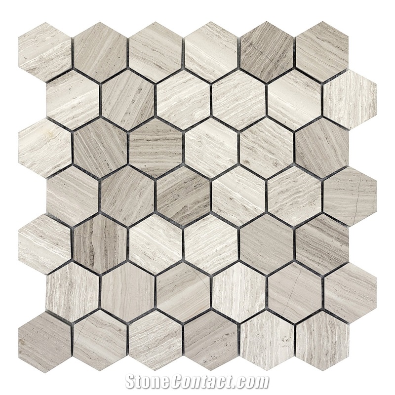 Wooden White Marble Mosaic Tiles Flooring Backsplash Tile