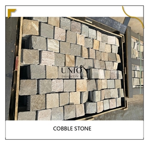 Chinese Natural Multicolor Beige Cobble Stone Meshed Tiles
