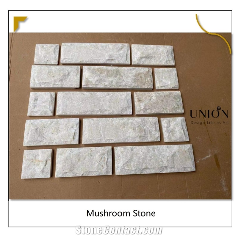 Semi White Quartzite Mushroom Stone For Wall Decoration