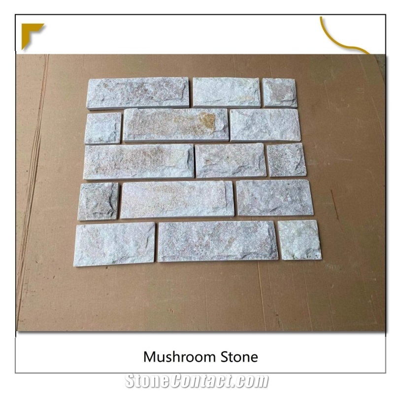Split Surface Golden Vein Quartzite Mushroom Stone Tiles