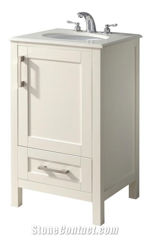 Bath Vanity in Soft White with White Engineered Marble Top