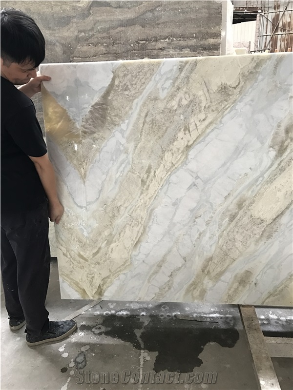 Imperial Jade Marble Golden Blue Onyx Tile Indoor Stone