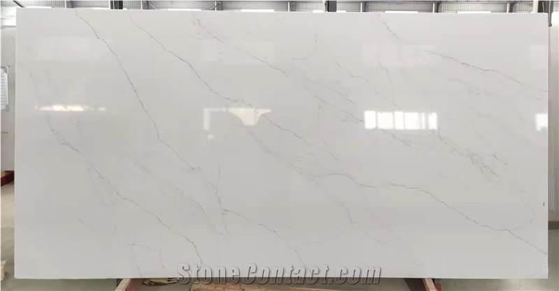Calacatta White Artificial Engineered Quartz Stone Slab Tile